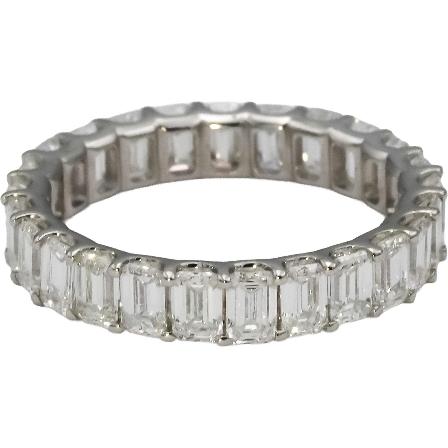 14k White Gold VS Emerald Cut Diamond Eternity Band Ring 3.03CT Size 6