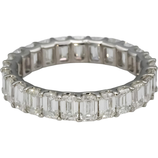 14k White Gold VS Emerald Cut Diamond Eternity Band Ring 3.03CT Size 6