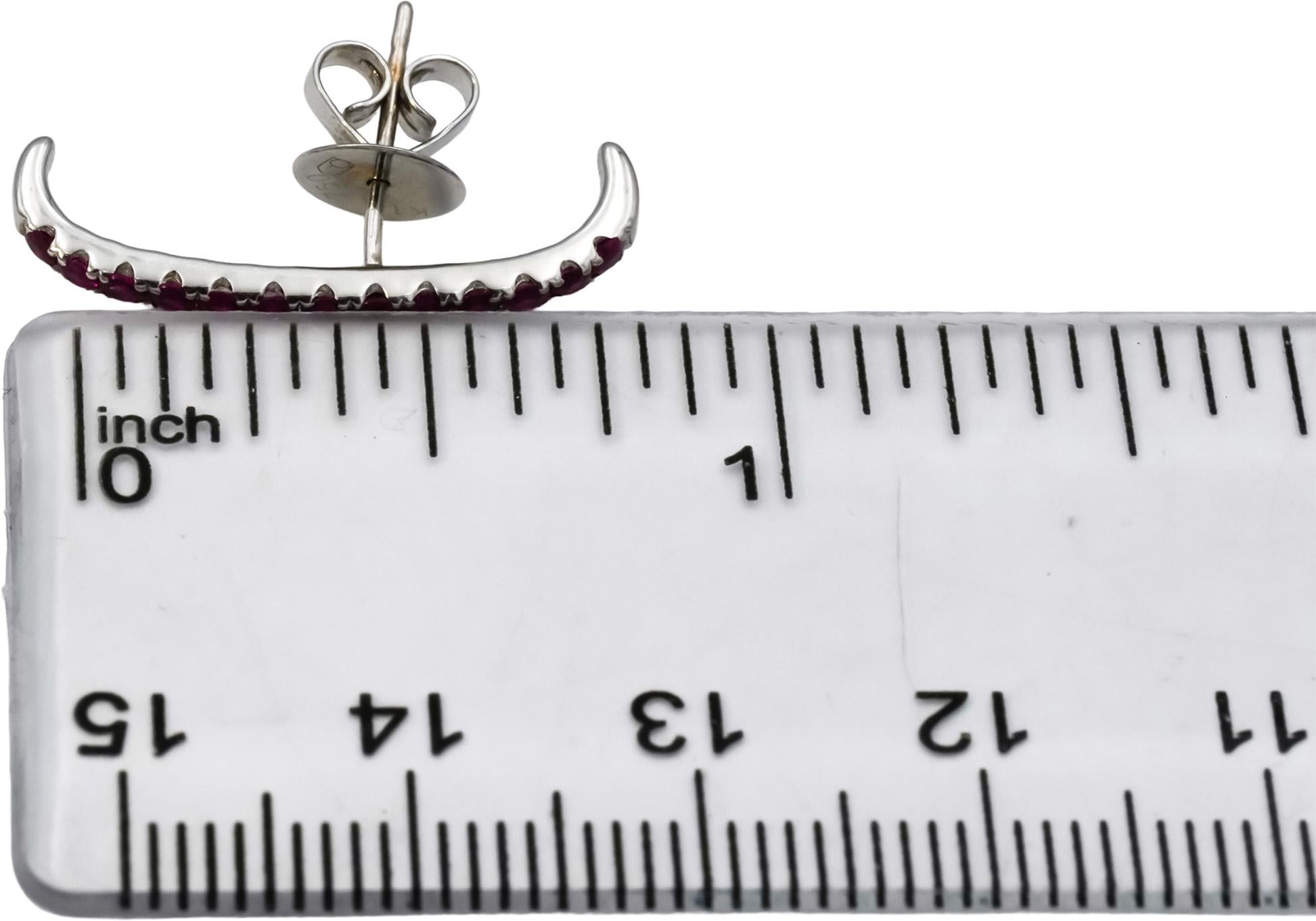 18k White Gold Round Ruby Stud Earrings 0.60CT