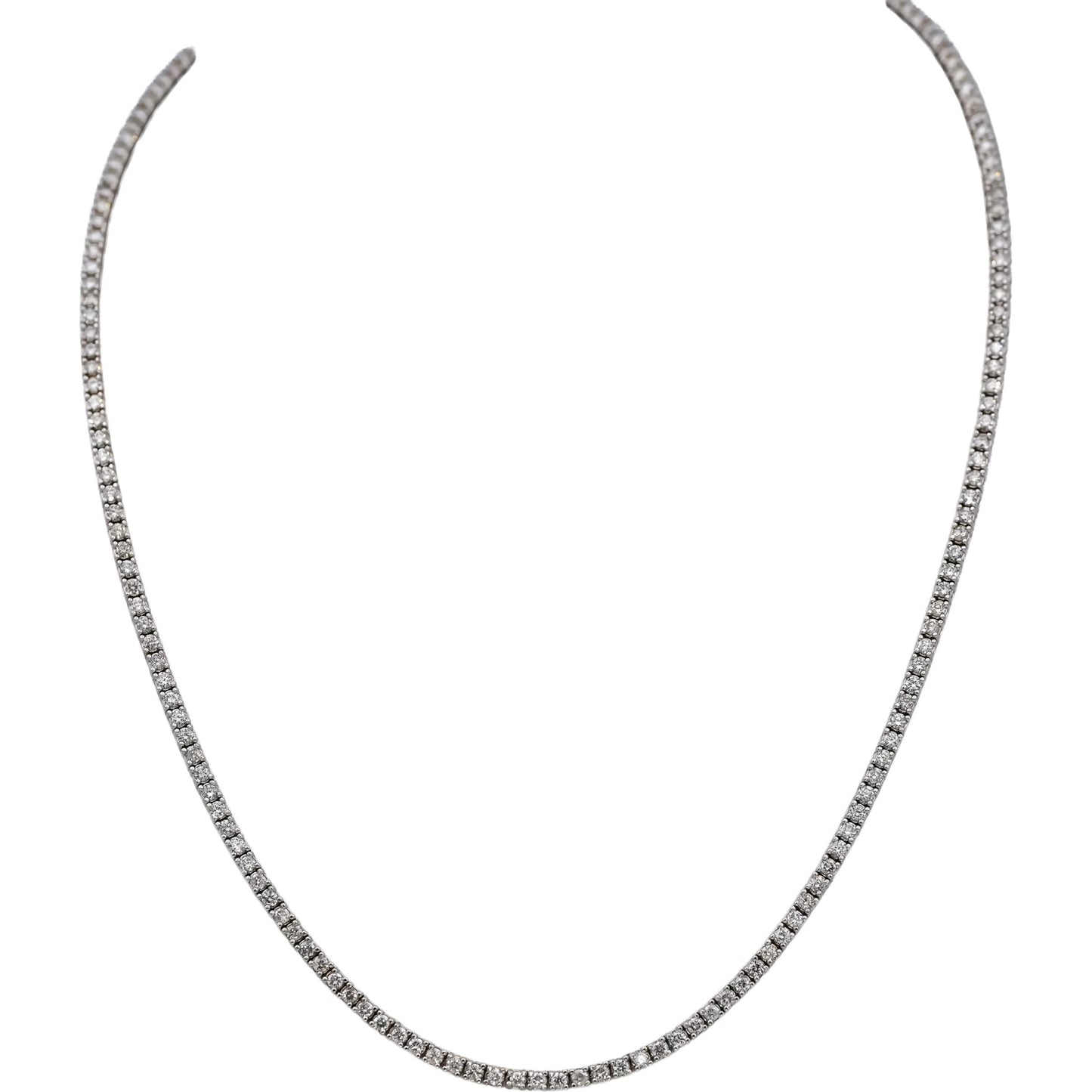 14k White Gold Round Diamond Tennis Necklace 3.84CT