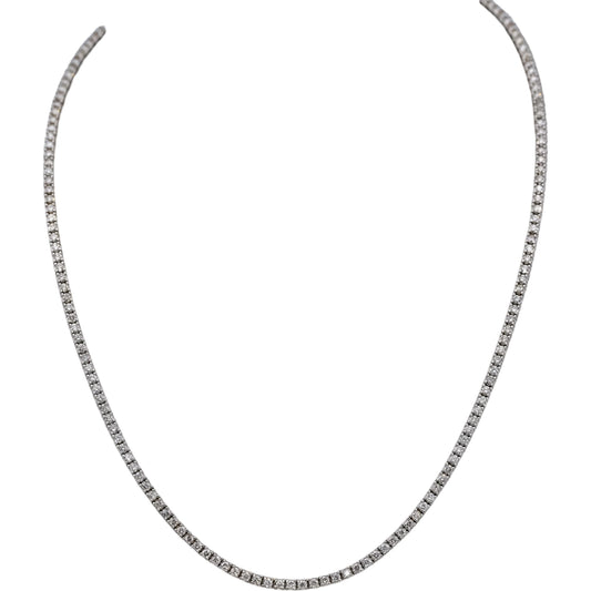14k White Gold Round Diamond Tennis Necklace 3.84CT