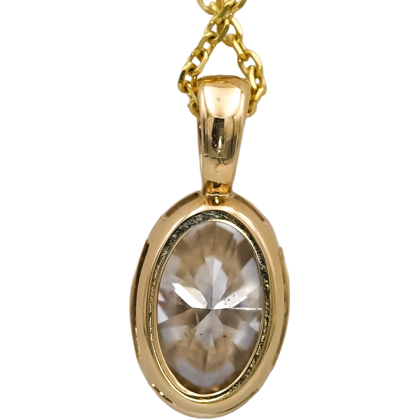 18k & 14k Yellow Gold Oval Cut Diamond Solitaire Pendant Necklace 1.54CT