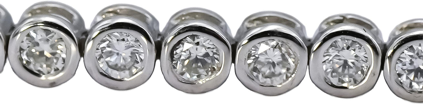 14k White Gold Round Bezel Set Diamond Tennis Bracelet 1.70CT