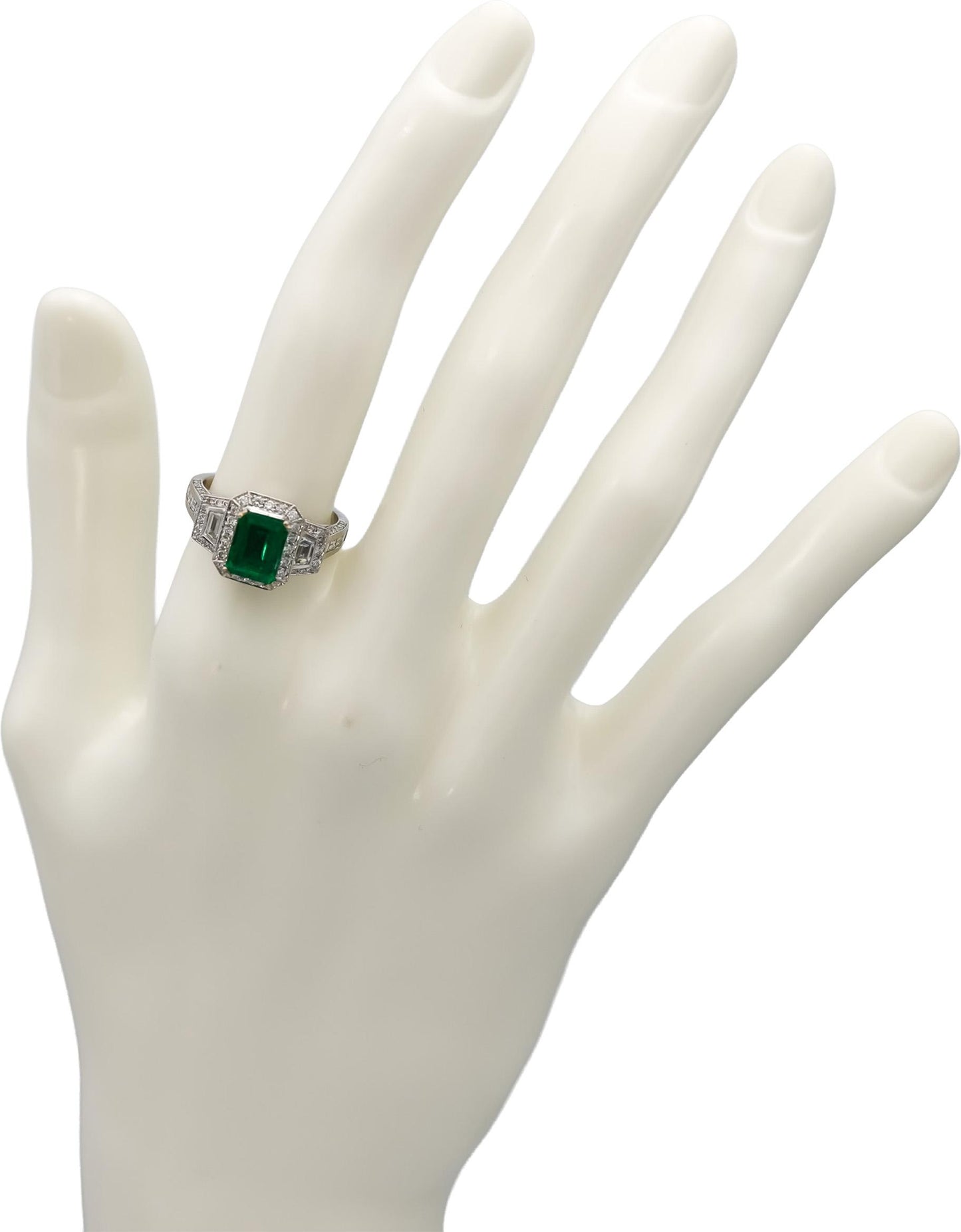 GIA Certified 18k White Gold Zambia Emerald & Diamond Cocktail Ring 2.34CT