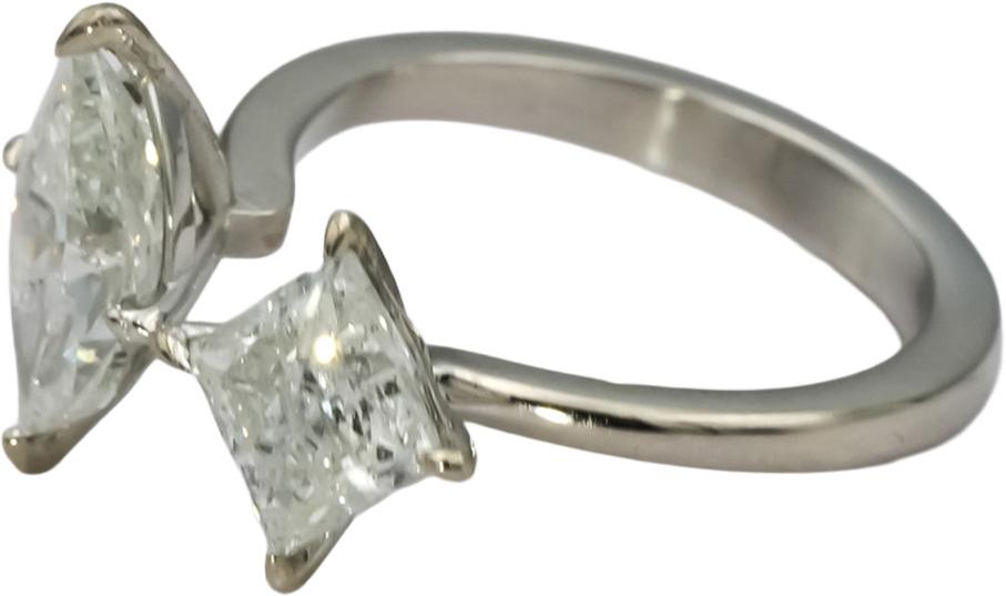 14k White Gold Marquise and Princess Cut Diamond Engagement Ring 3.37CT Size 6.5