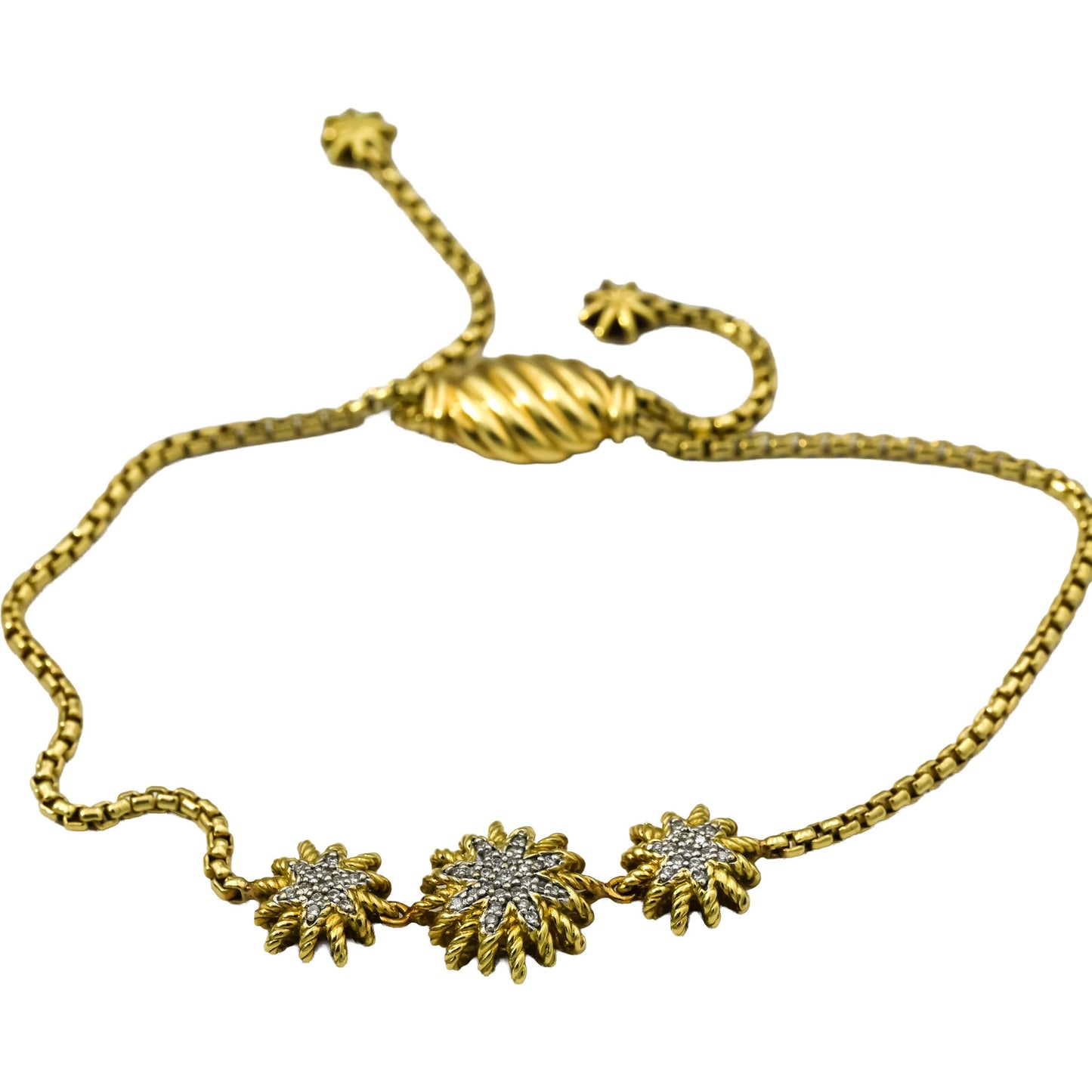 DAVID YURMAN 18k Yellow Gold Diamond Station Bolo Bracelet .15CT 3200 Retail