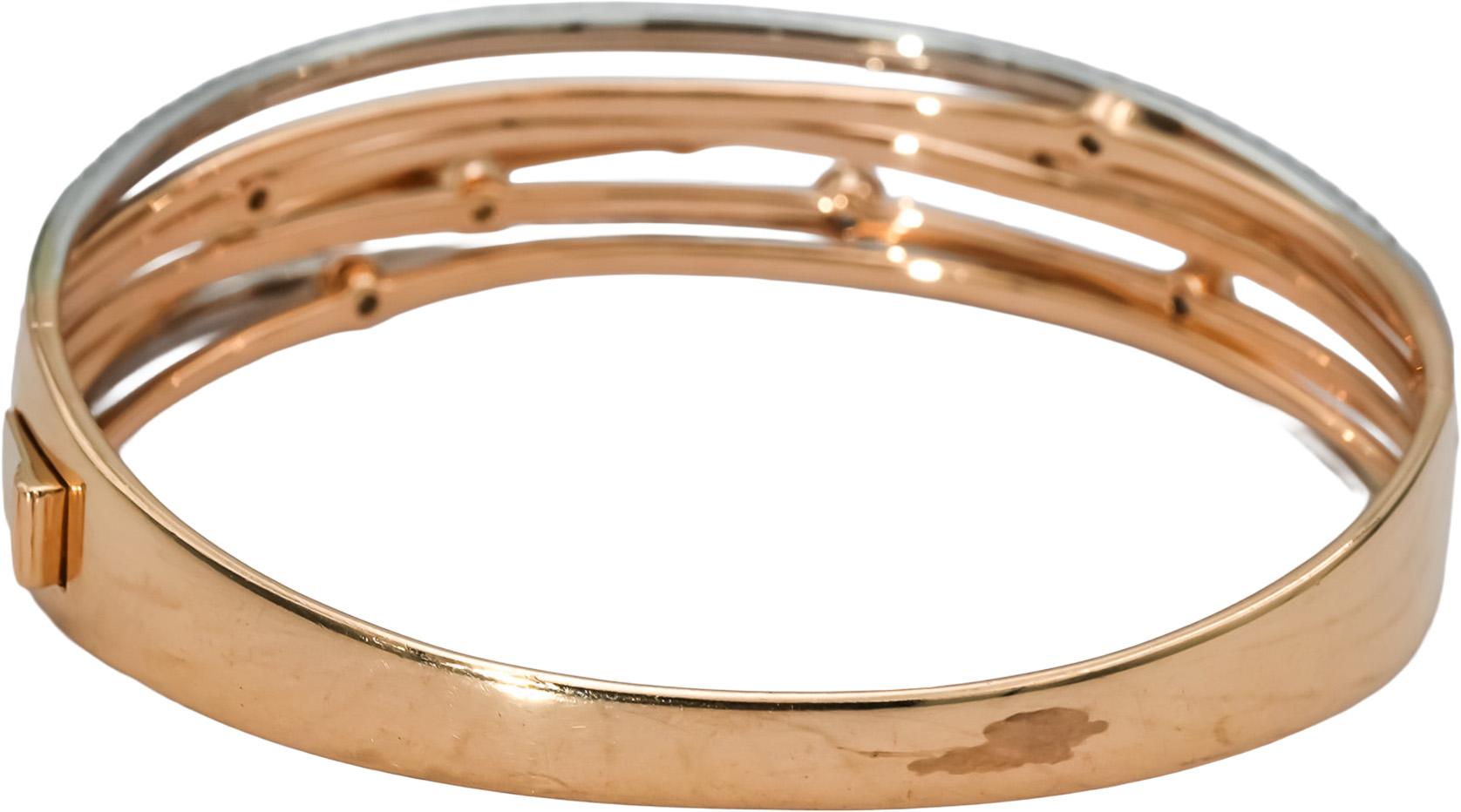 CROWN OF LIGHT 14k Rose White Gold Diamond Bangle Bracelet 1.87CT