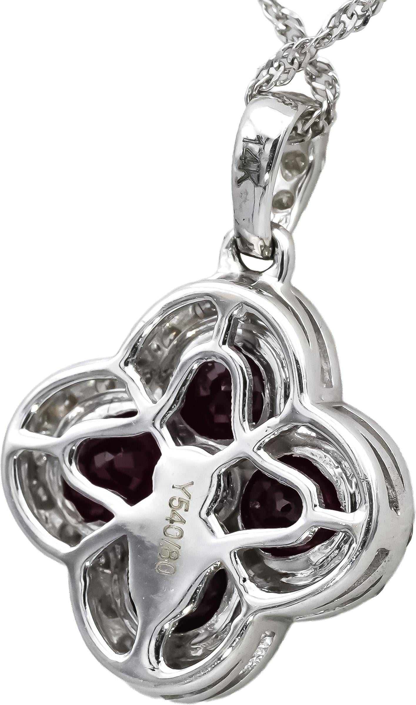 14k White Gold Ruby and Diamond Pendant Necklace 2.03CTW