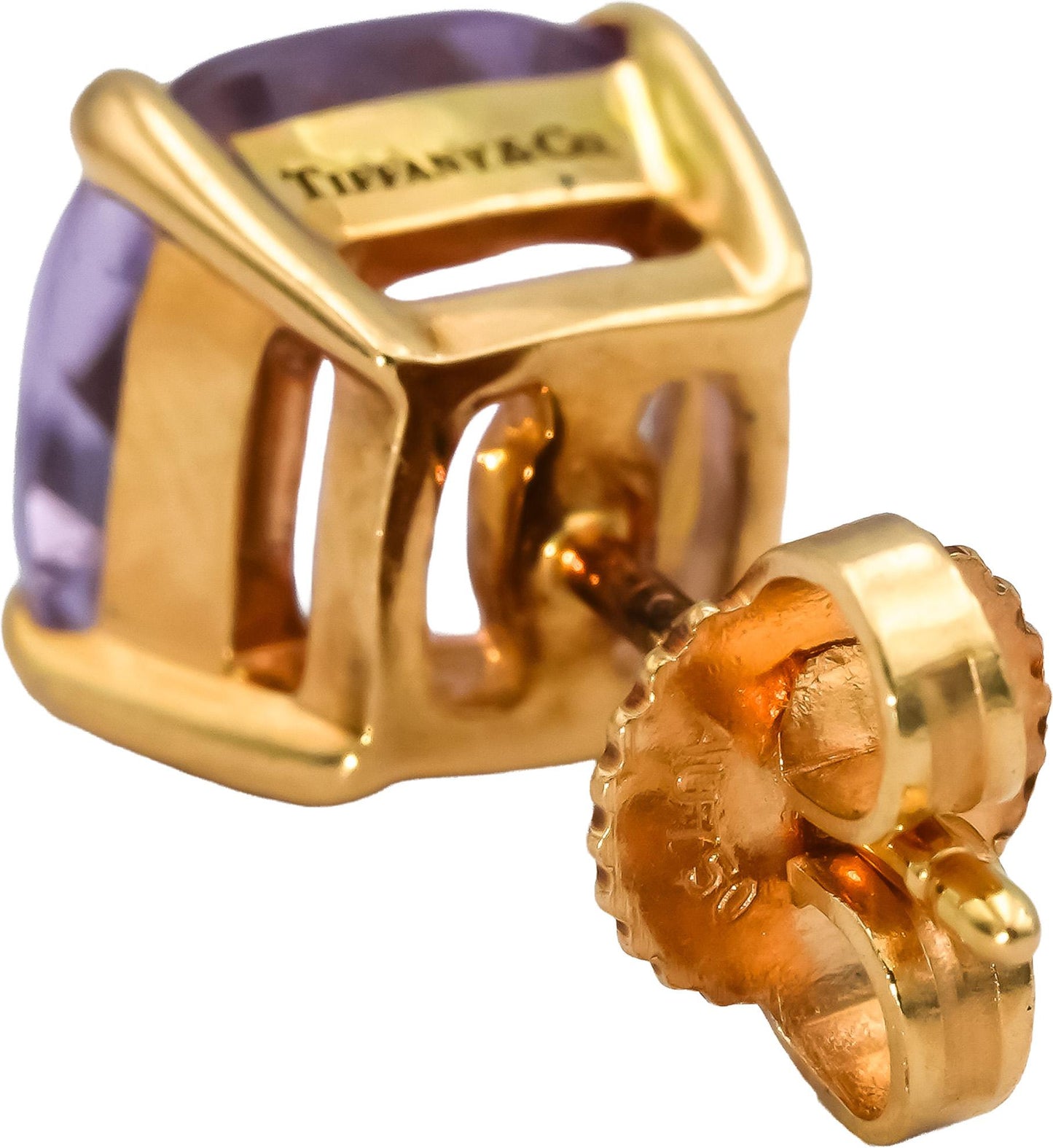 TIFFANY & CO. 18k Rose Gold Cushion Cut Amethyst Stud Earrings