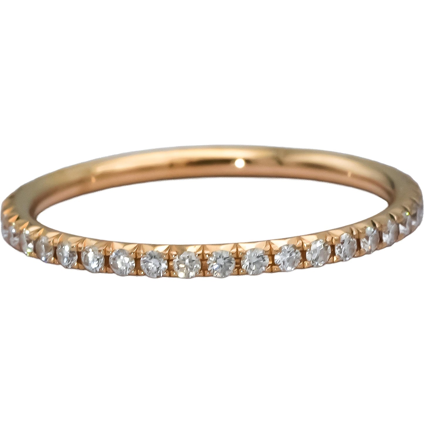 TIFFANY & CO. 18k Yellow Gold Round Diamond Eternity Band Ring 0.40CT Size 4.5