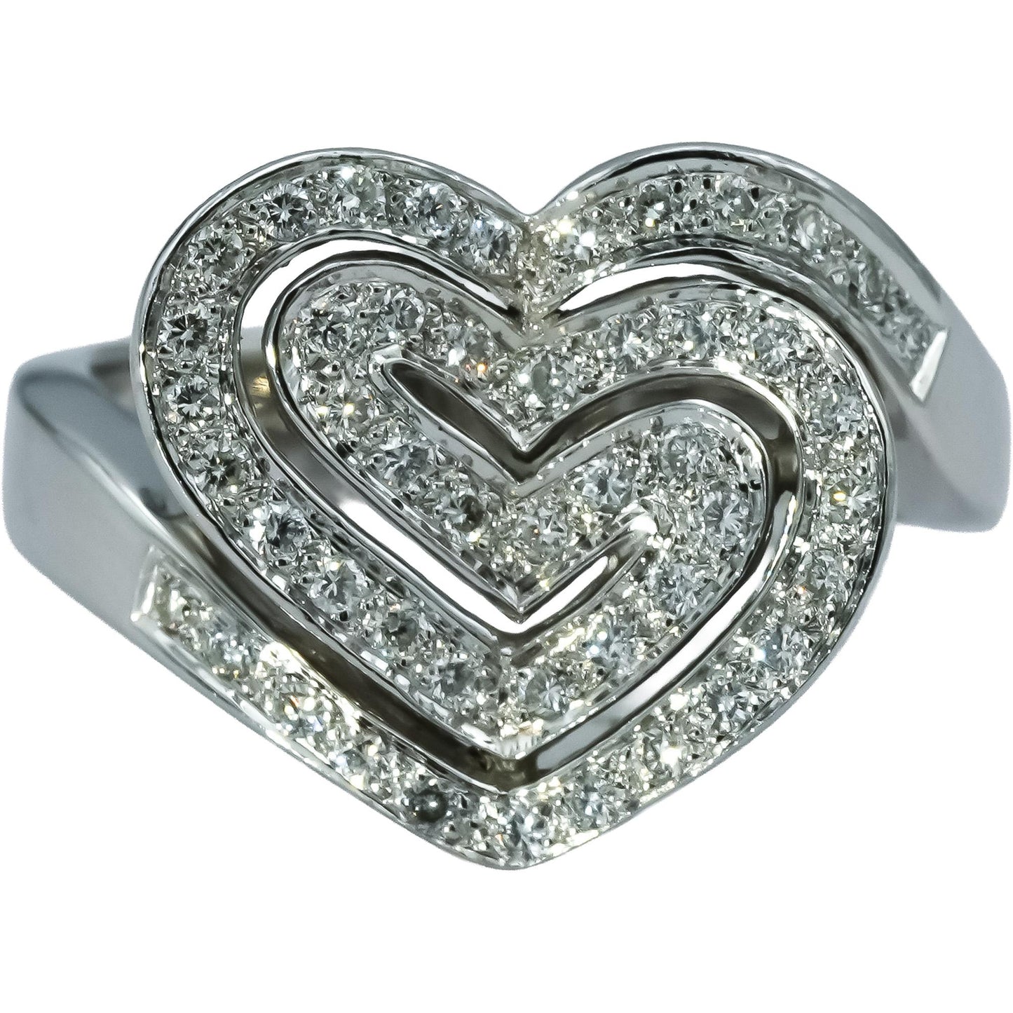 14k White Gold Round Diamond Abstract Heart Ring 0.50CT Size 8