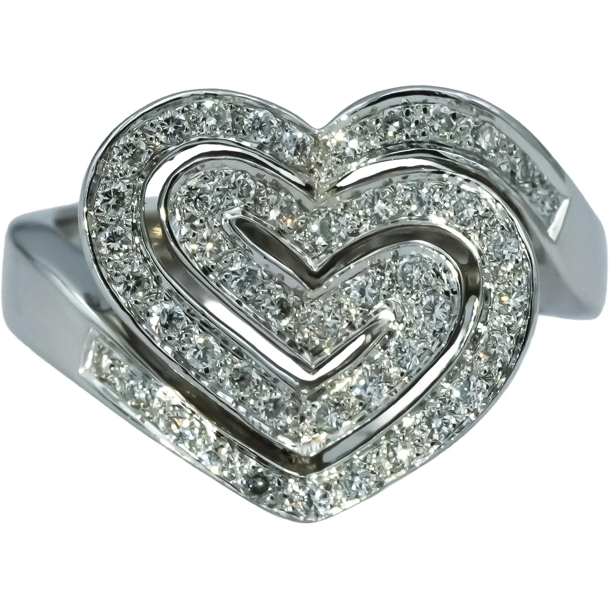 14k White Gold Round Diamond Abstract Heart Ring 0.50CT Size 8