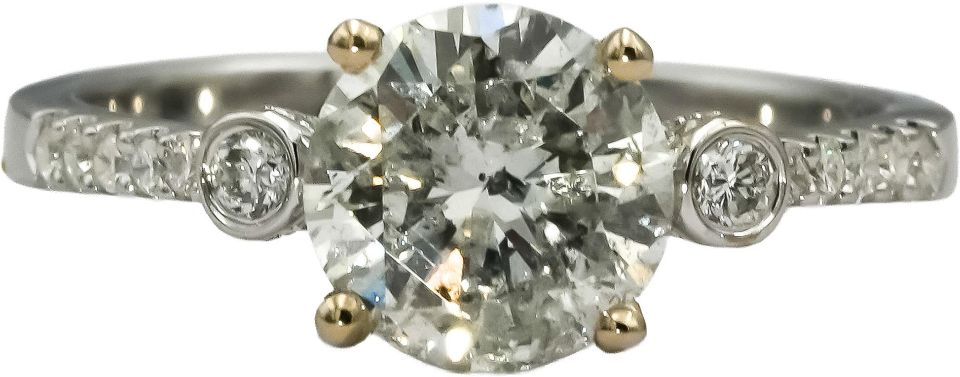 18k White Gold Round Diamond Engagement Ring 1.82CT w/ 1.60CT Center Size 6.75