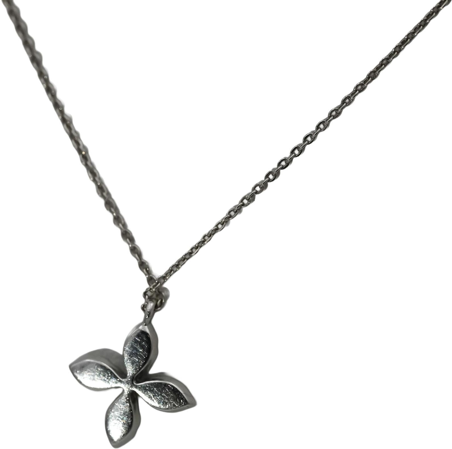 14k White Gold Round Diamond Flower Pendant Necklace 0.10CT