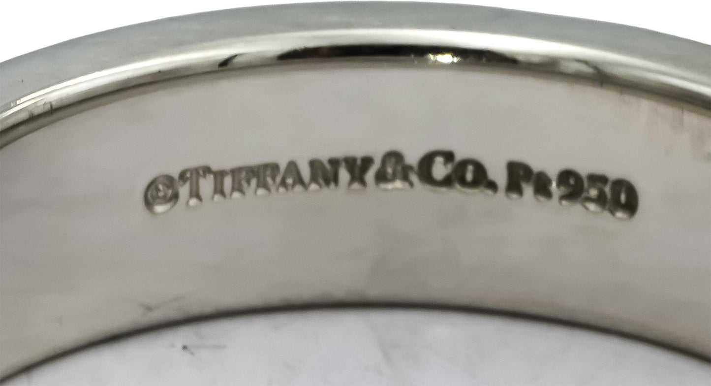 TIFFANY & CO. Platinum Together Double Milgrain Wedding Band Ring Size 10.25