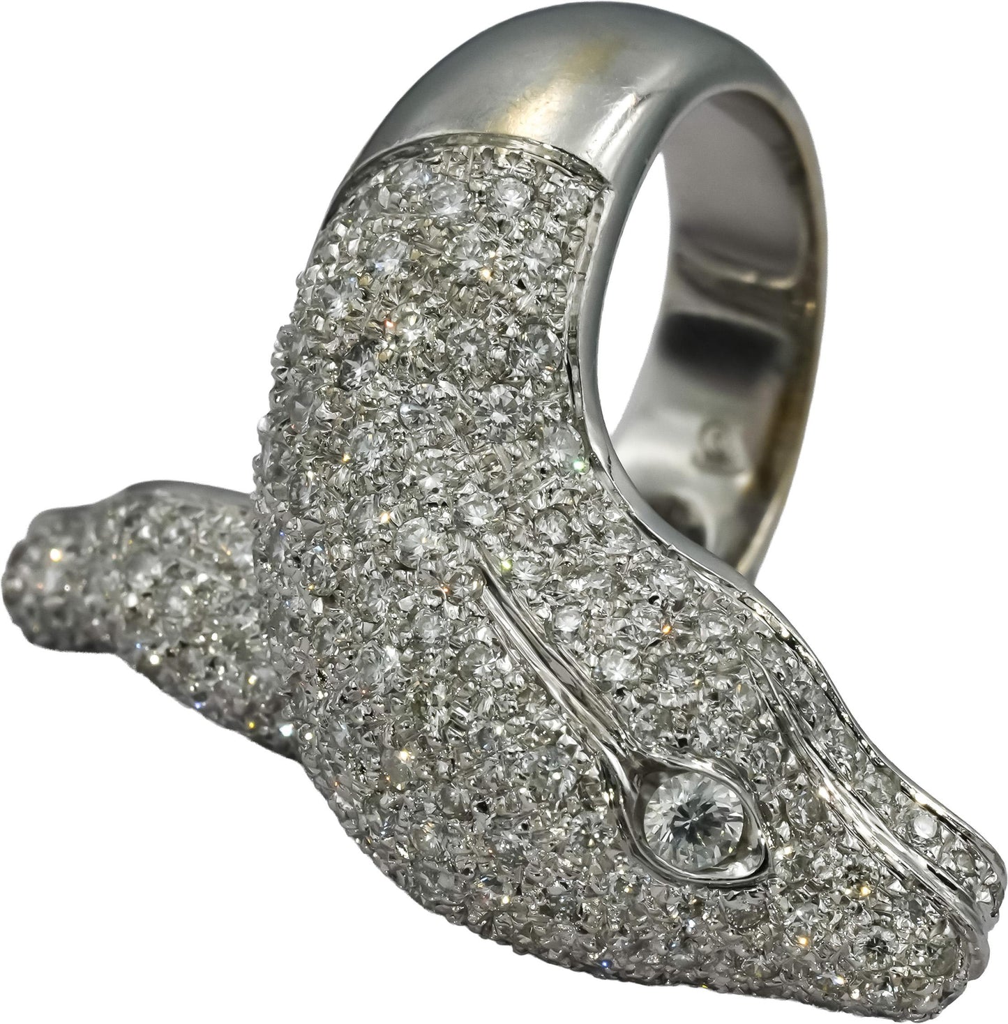 18k White Gold VS Round Diamond Cluster Snake Ring 3.50CT Size 7
