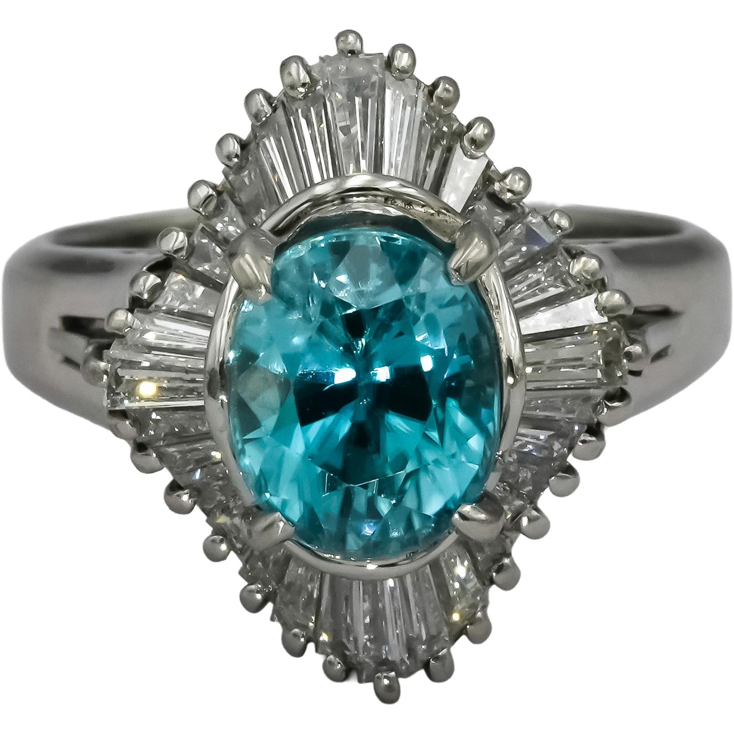Platinum VS Diamond and Blue Zircon Cocktail Ring 4.76CT Size 6.25