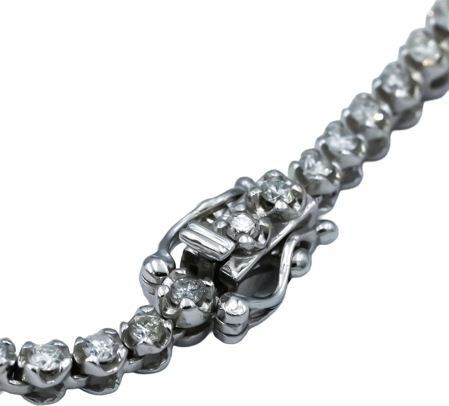 18k White Gold Round Diamond Graduated Width Riviera Necklace 3.50CT