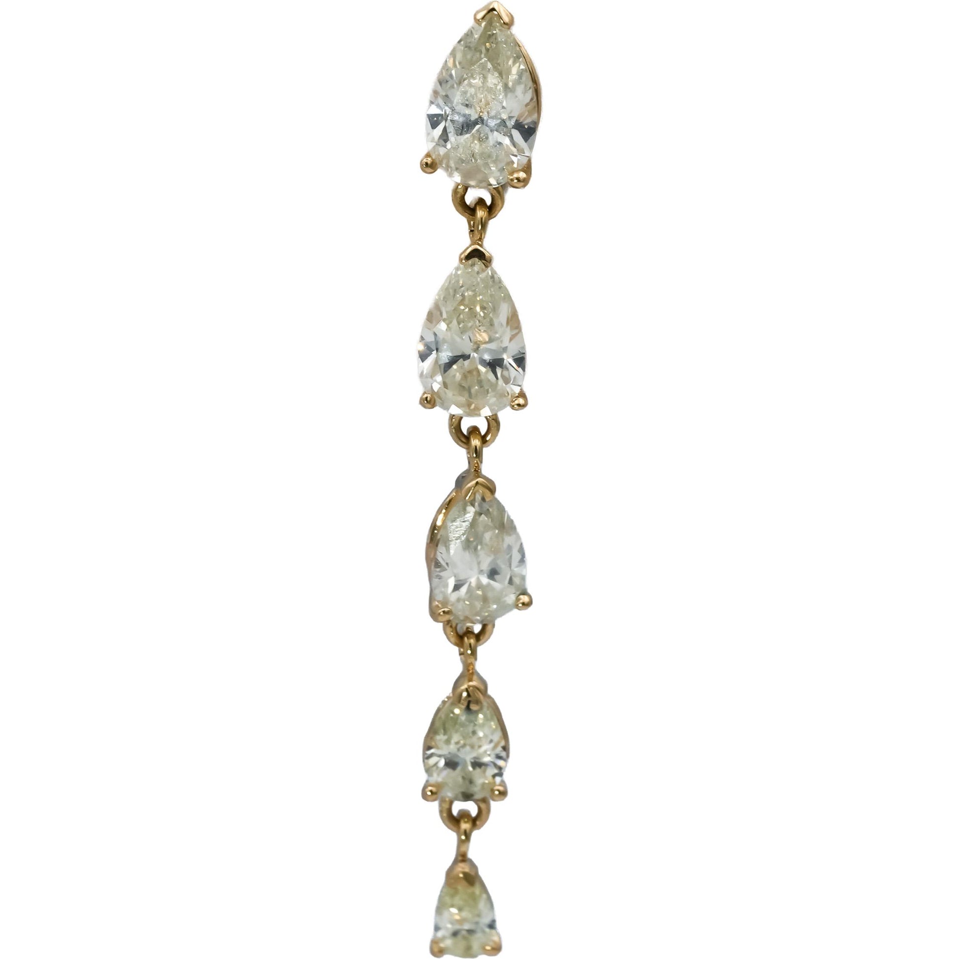 14k Yellow Gold VS Pear Cut Diamond Drop Dangle Earrings 4.78CT