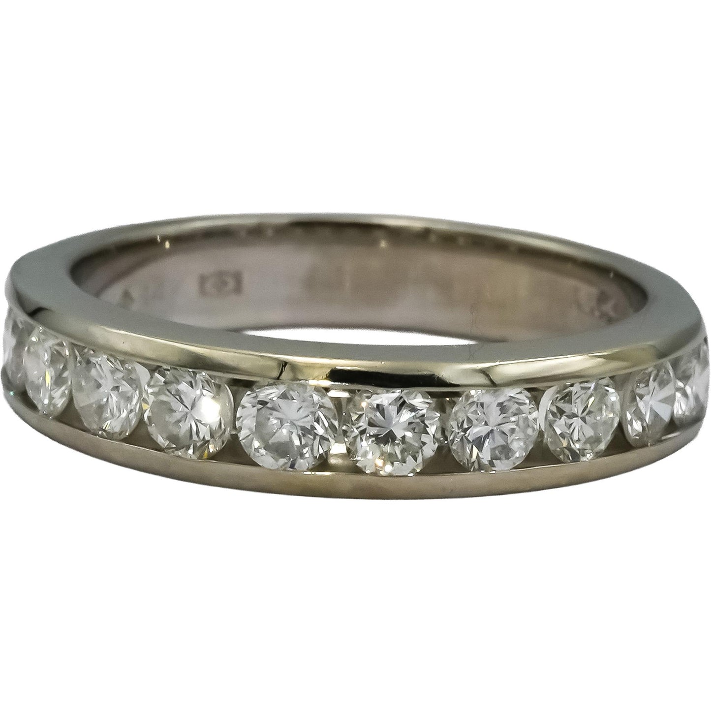 14k White Gold VS Round Channel Set Diamond Band Ring 1.0CT Size 6