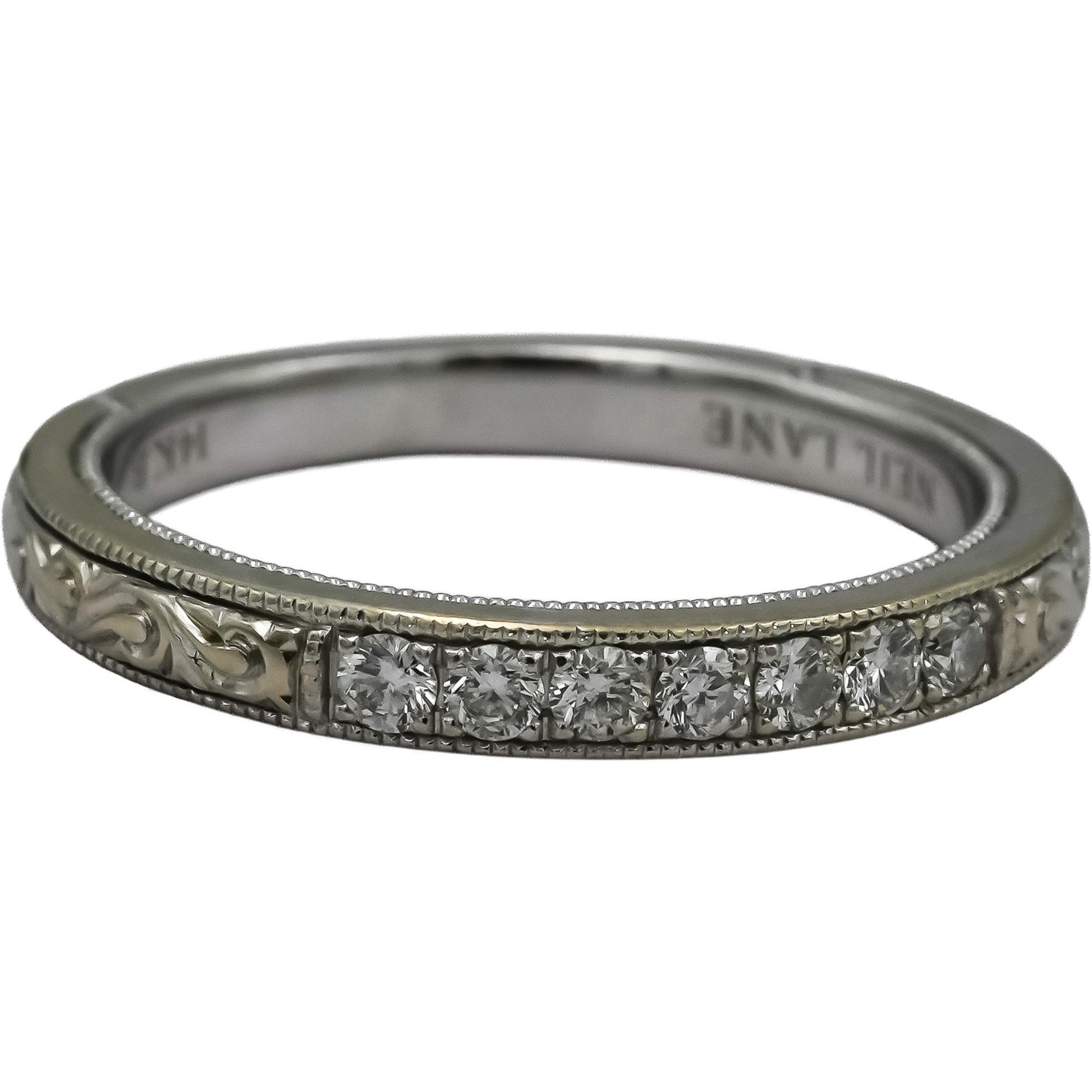 NEIL LANE 14k White Gold VS Diamond Filigree Band Ring 0.22CT Size 6.75
