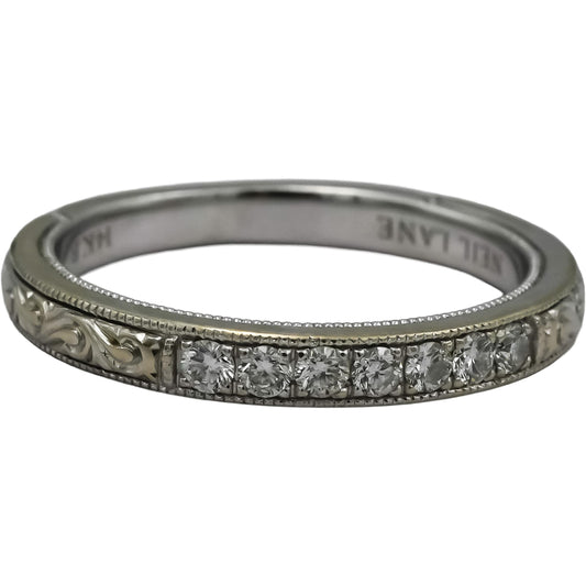 NEIL LANE 14k White Gold VS Diamond Filigree Band Ring 0.22CT Size 6.75