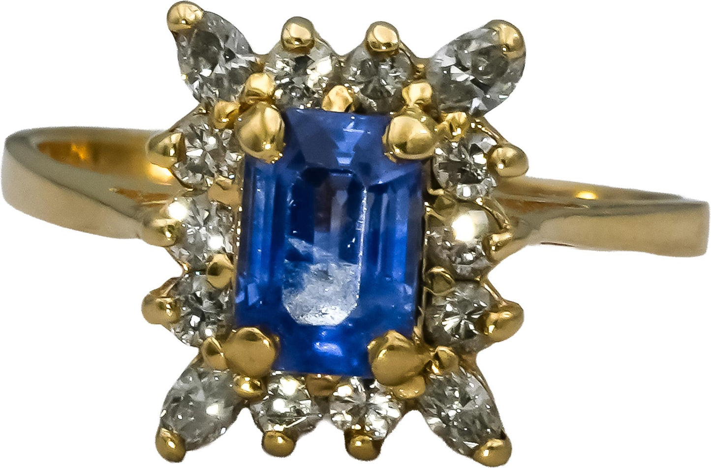 14k Yellow Gold Diamond and Tanzanite Cocktail Ring 1.10CT Size 6.75