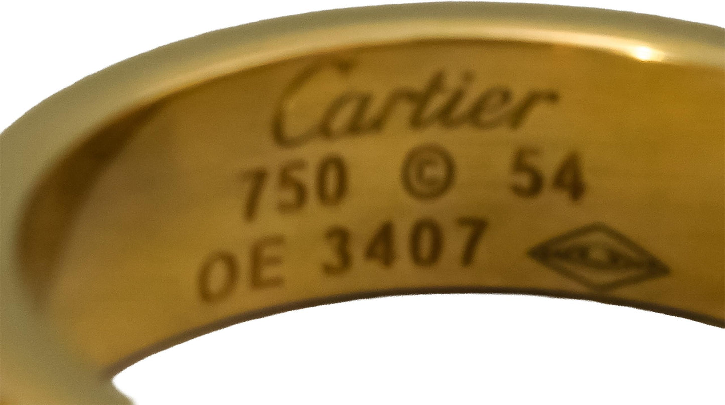 CARTIER 18k Yellow Gold Love Screw Motif 5.5mm Wide Ring Size 54