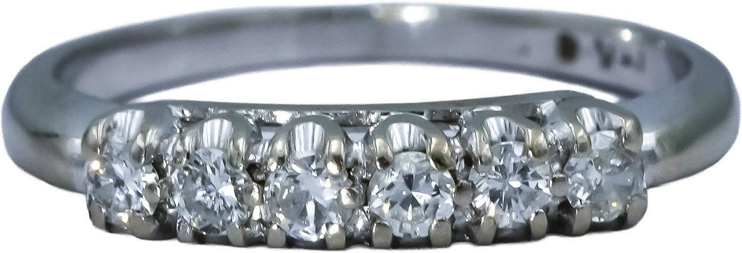 Vintage Antique 14k White Gold Round Diamond Band Ring 0.20CT Size 4.75