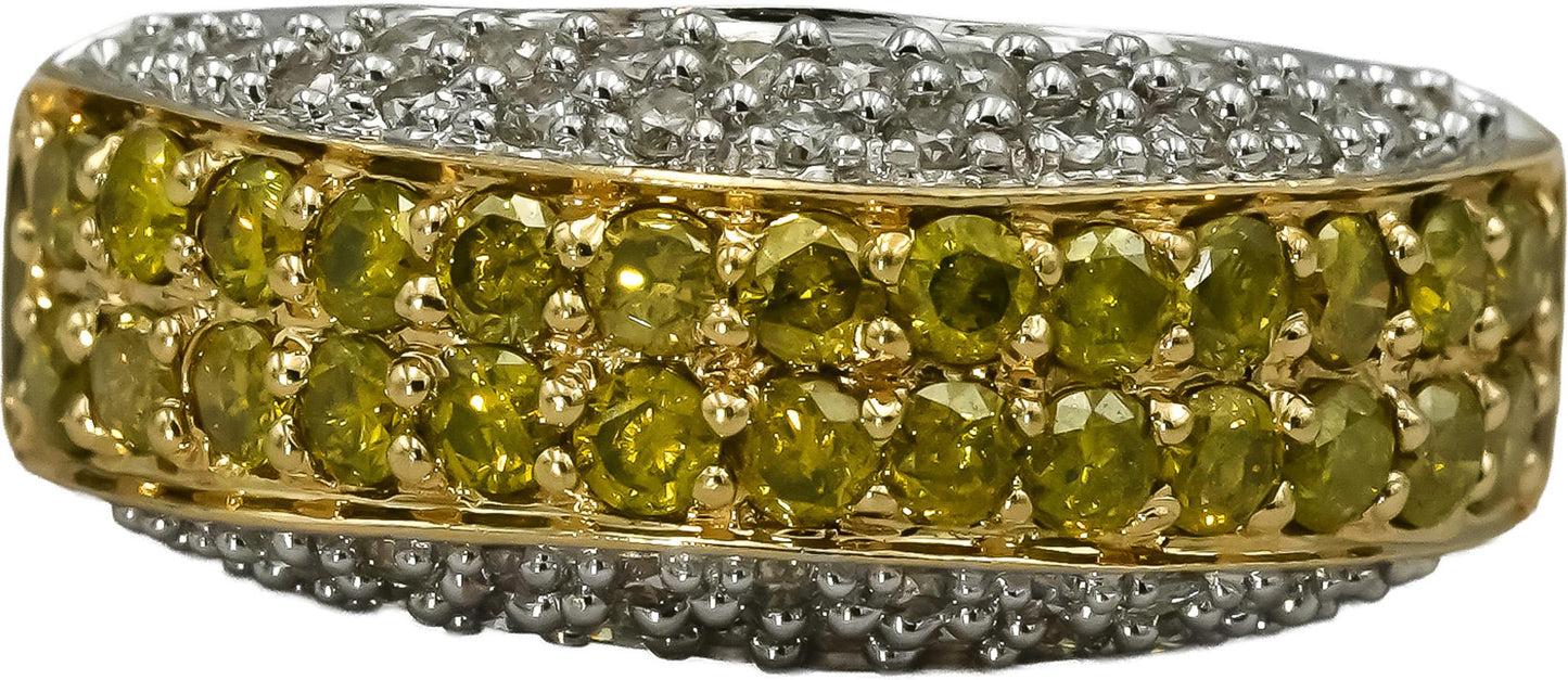 14k Yellow Gold White and Irradiated Yellow Cluster Ring 1.0CT Size 6