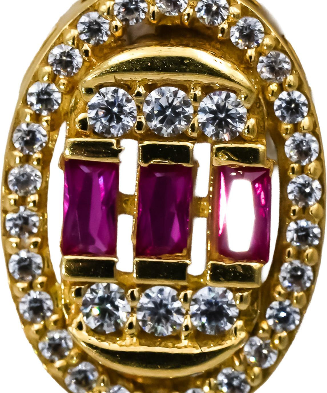 18k Yellow Gold VS Diamond and Ruby Dangle Earrings 0.75CT