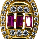 18k Yellow Gold VS Diamond and Ruby Dangle Earrings 0.75CT