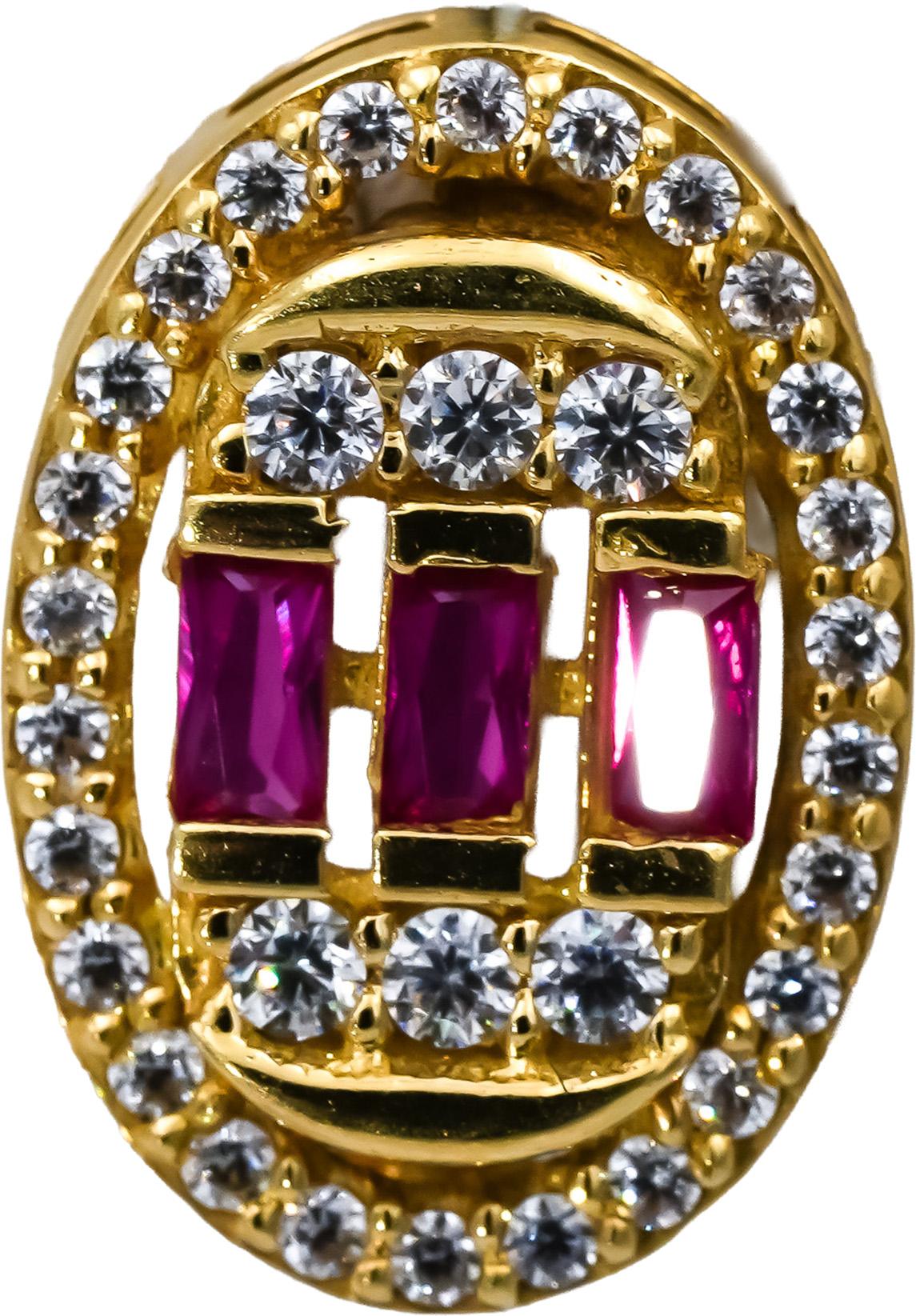 18k Yellow Gold VS Diamond and Ruby Dangle Earrings 0.75CT