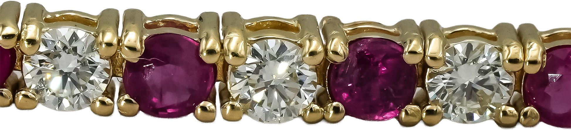 14k Yellow Gold VS Diamond and Ruby Tennis Bracelet 4.69CT