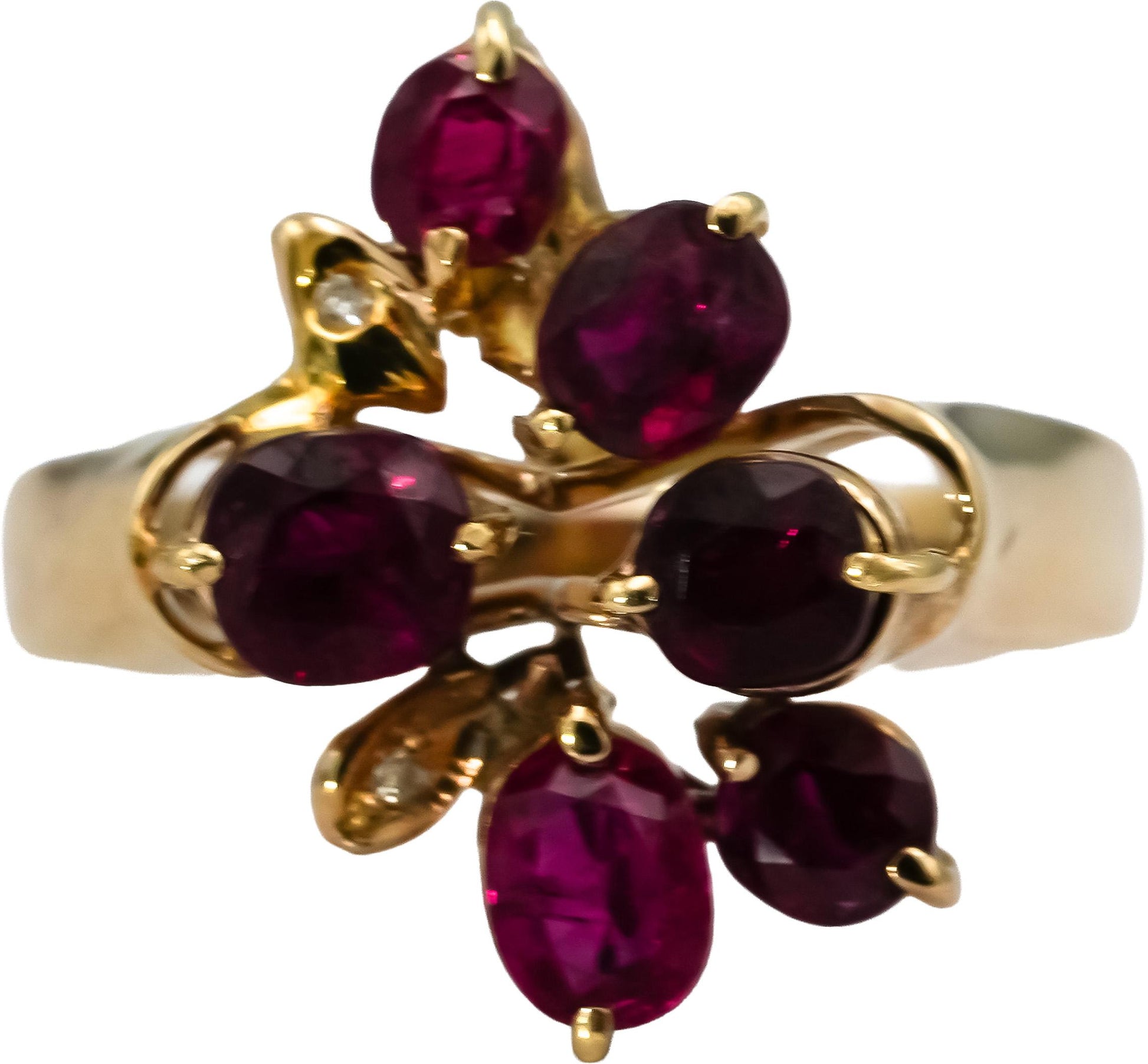 18k Yellow Gold Ruby Cocktail Ring 1.20 Size 8.75