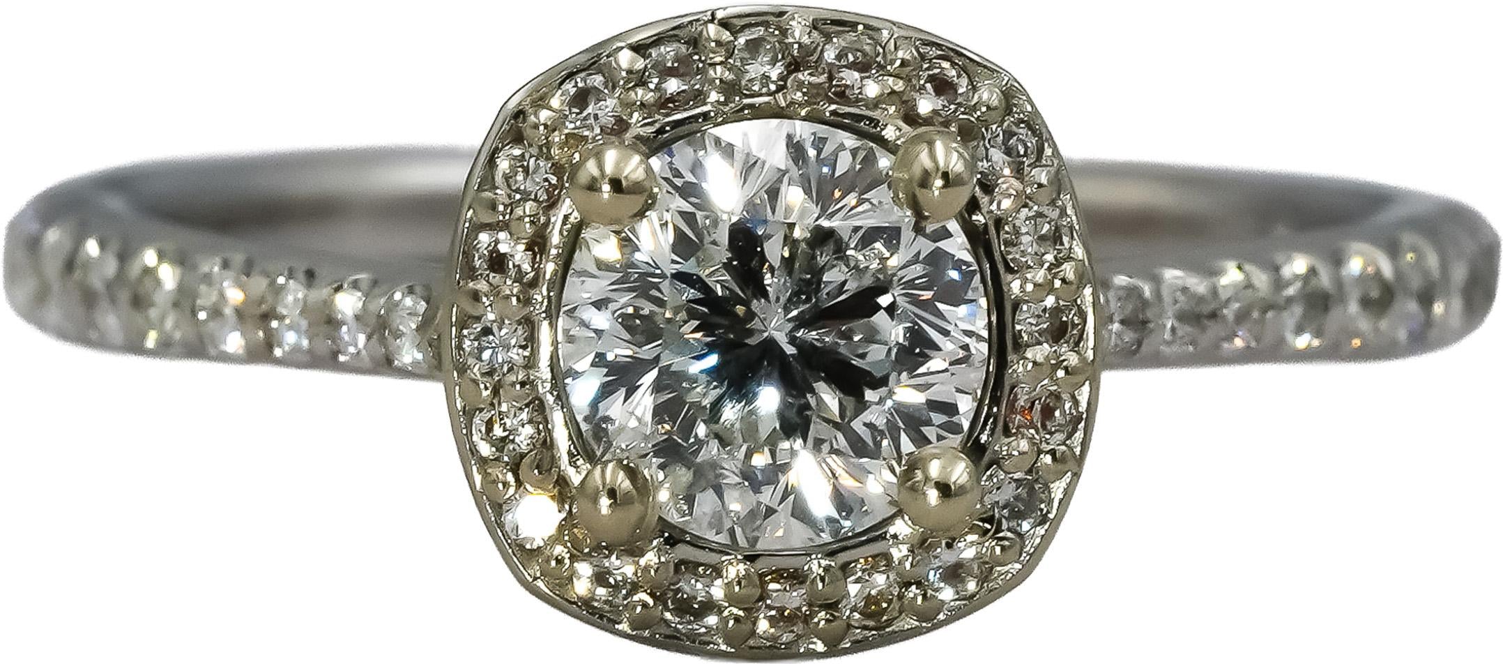 14k White Gold VS Round Diamond Engagement Ring 1.05CT Size 6.75