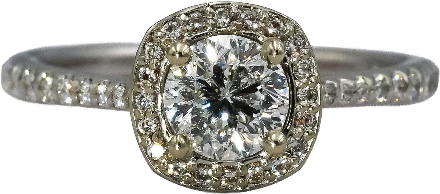 14k White Gold VS Round Diamond Engagement Ring 1.05CT Size 6.75