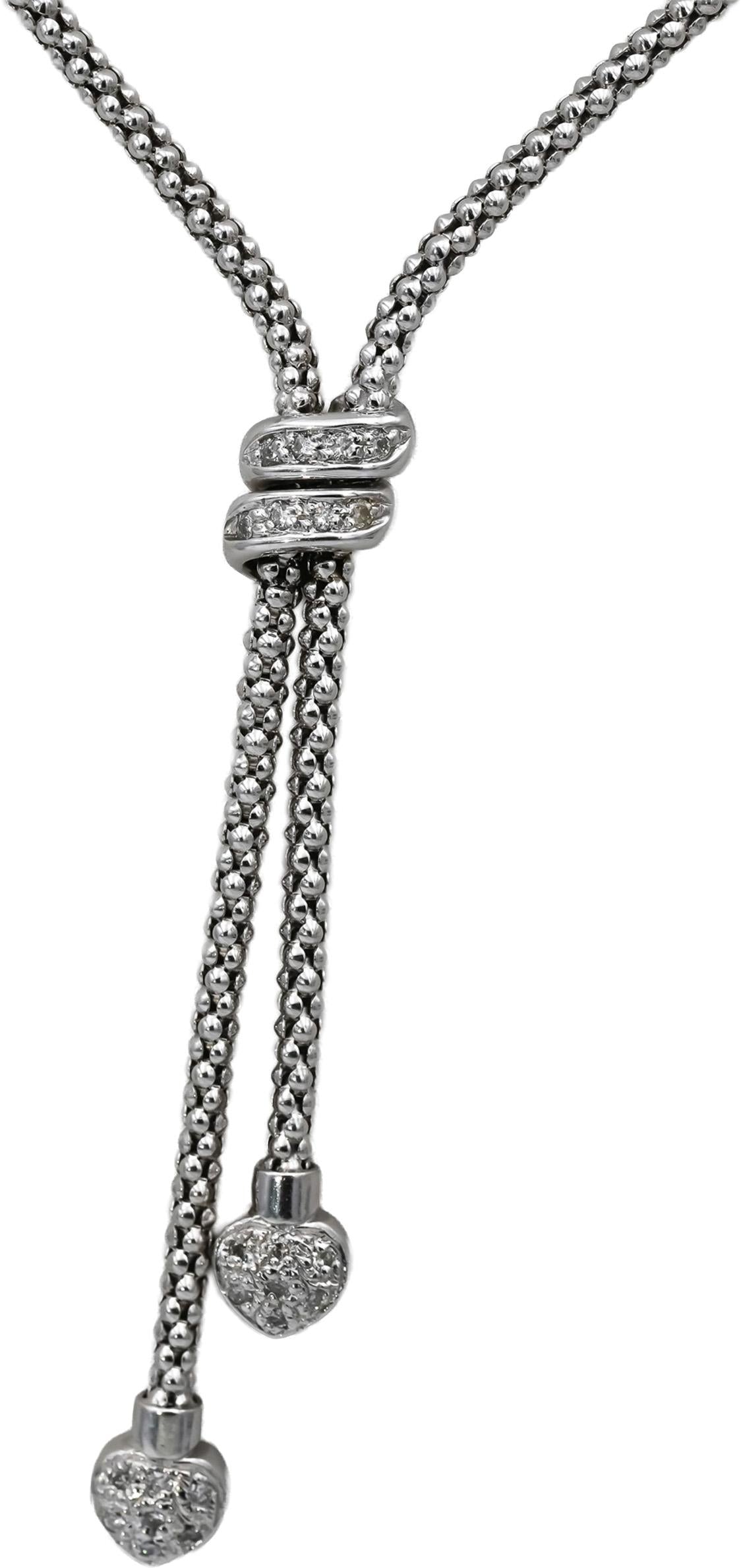 14k White Gold Round Diamond Lariat Necklace 0.25CT