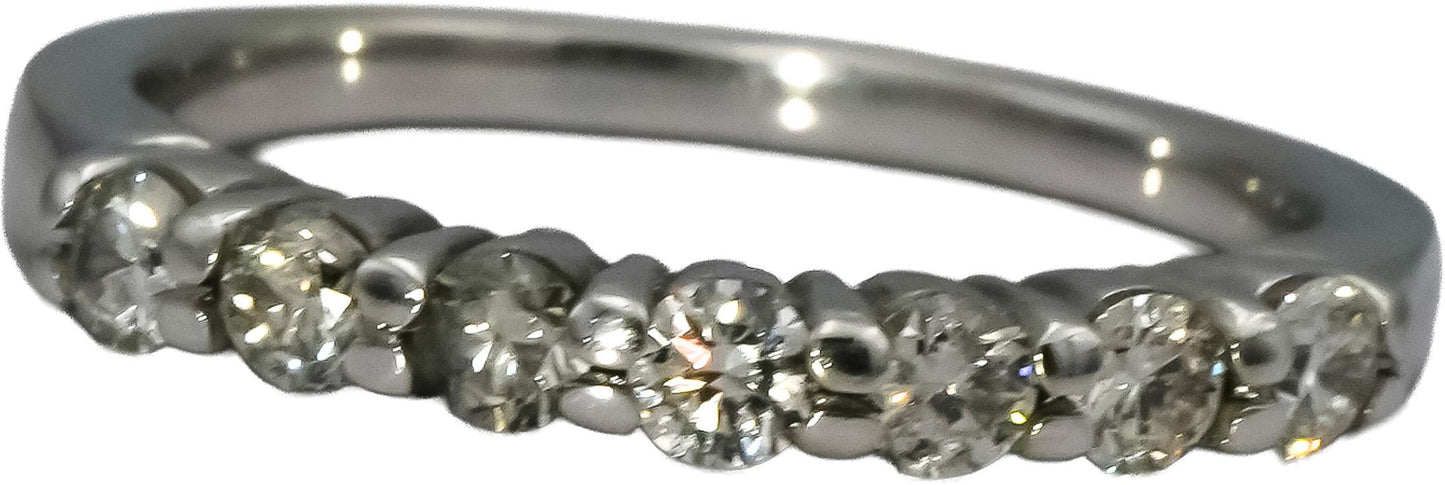 10k White Gold Round Diamond Seven Stone Band Ring 0.50CT Size 6.5