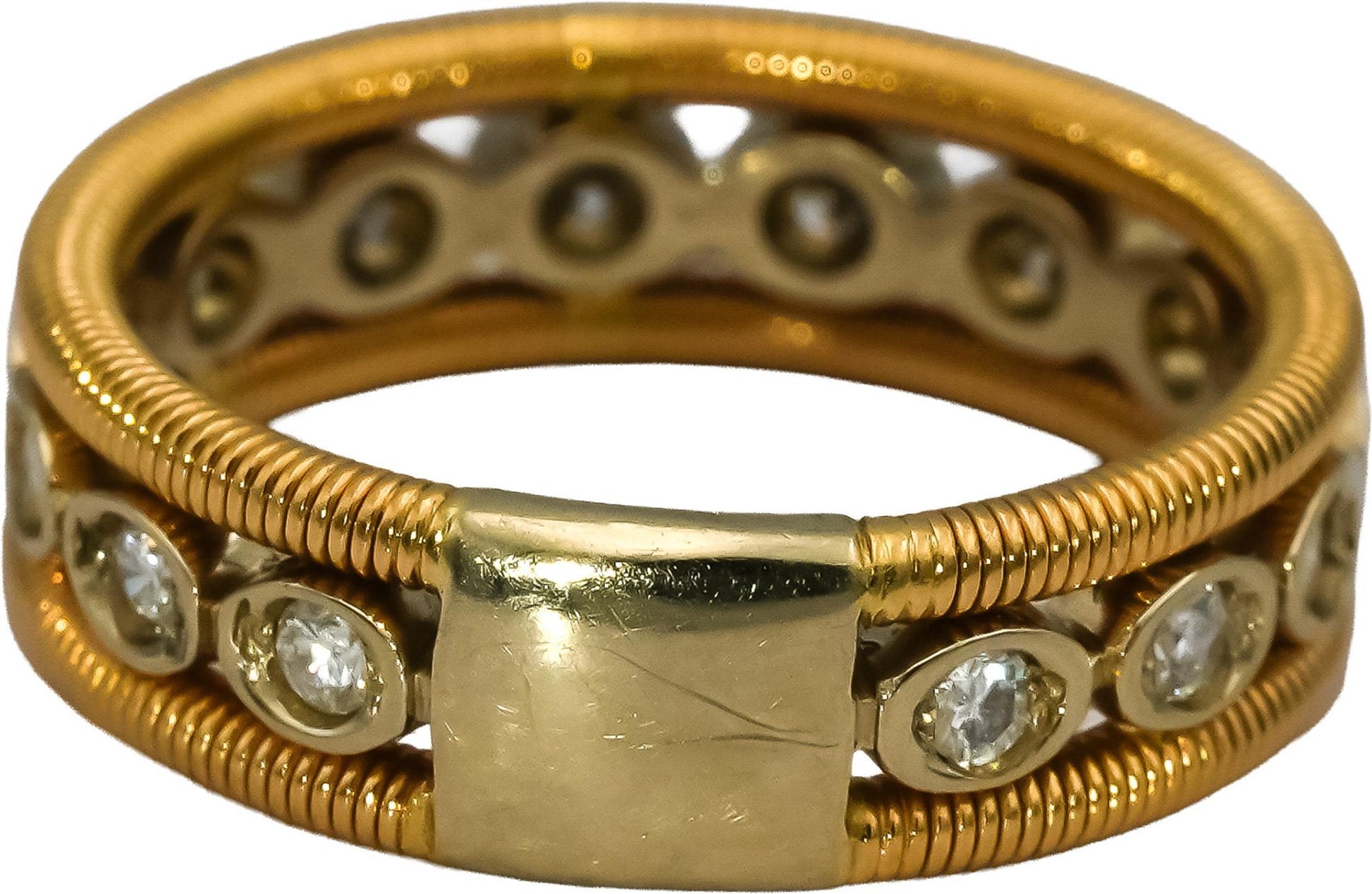 18k Yellow Gold VS Round Diamond Cable Band Ring 0.50CT Size 6.5