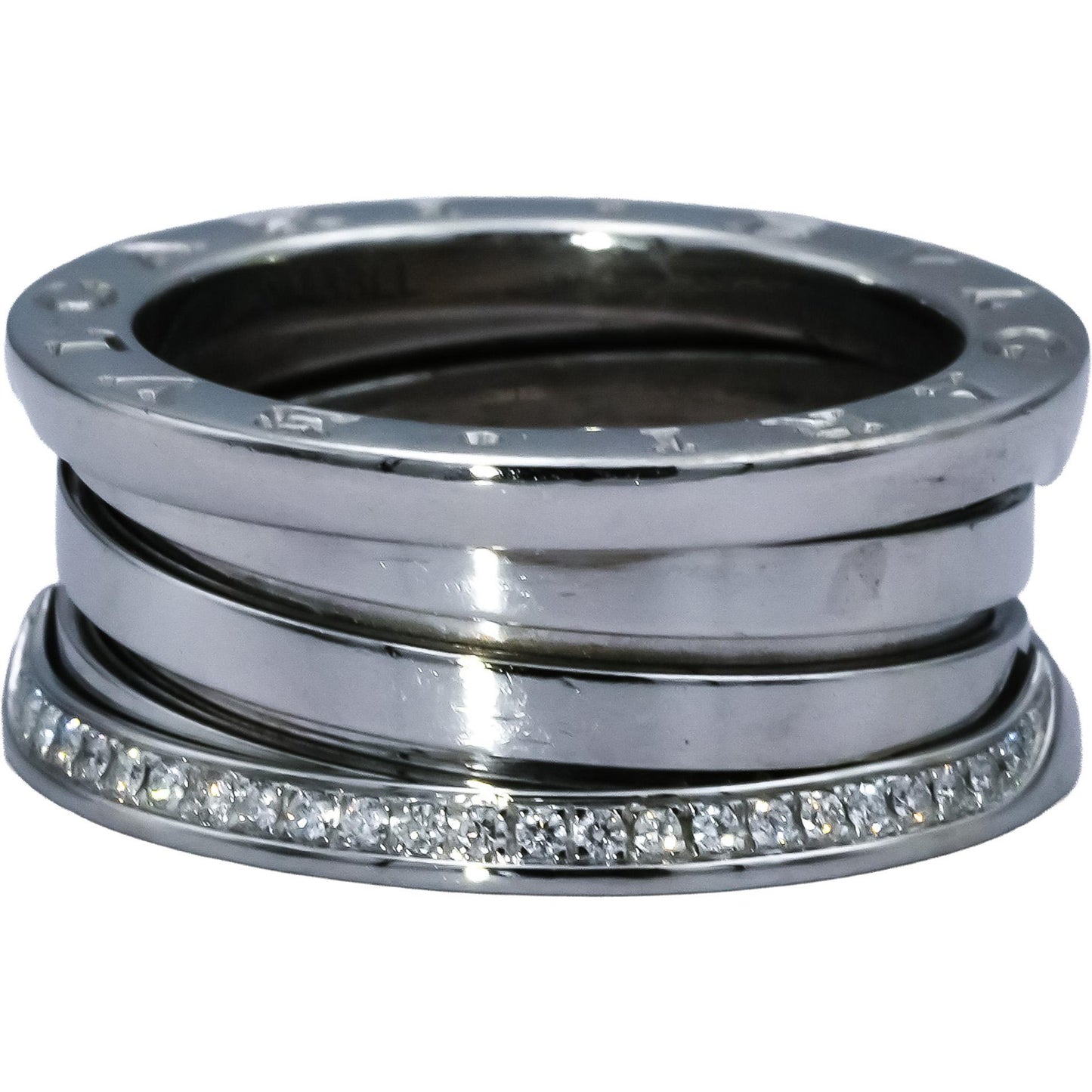 BVLGARI 18k White Gold VS Round Diamond B.zero1 Ring 0.31CT Size 6.75