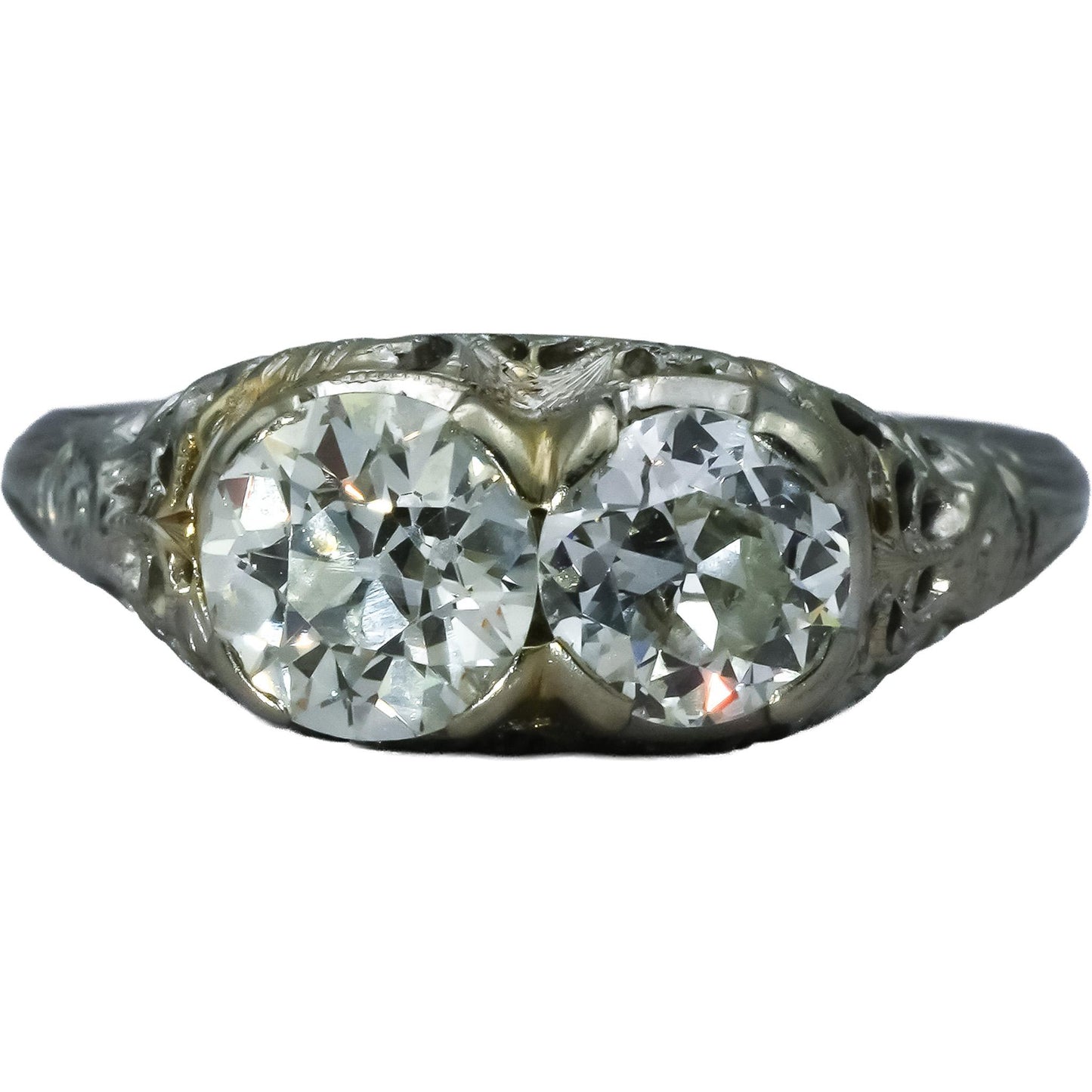 Antique Art Deco 18k White Gold VS Diamond Ring 1.47CT Size 6.5