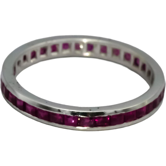 14k White Gold Channel Set Ruby Eternity Band Ring 1.08CT Size 7