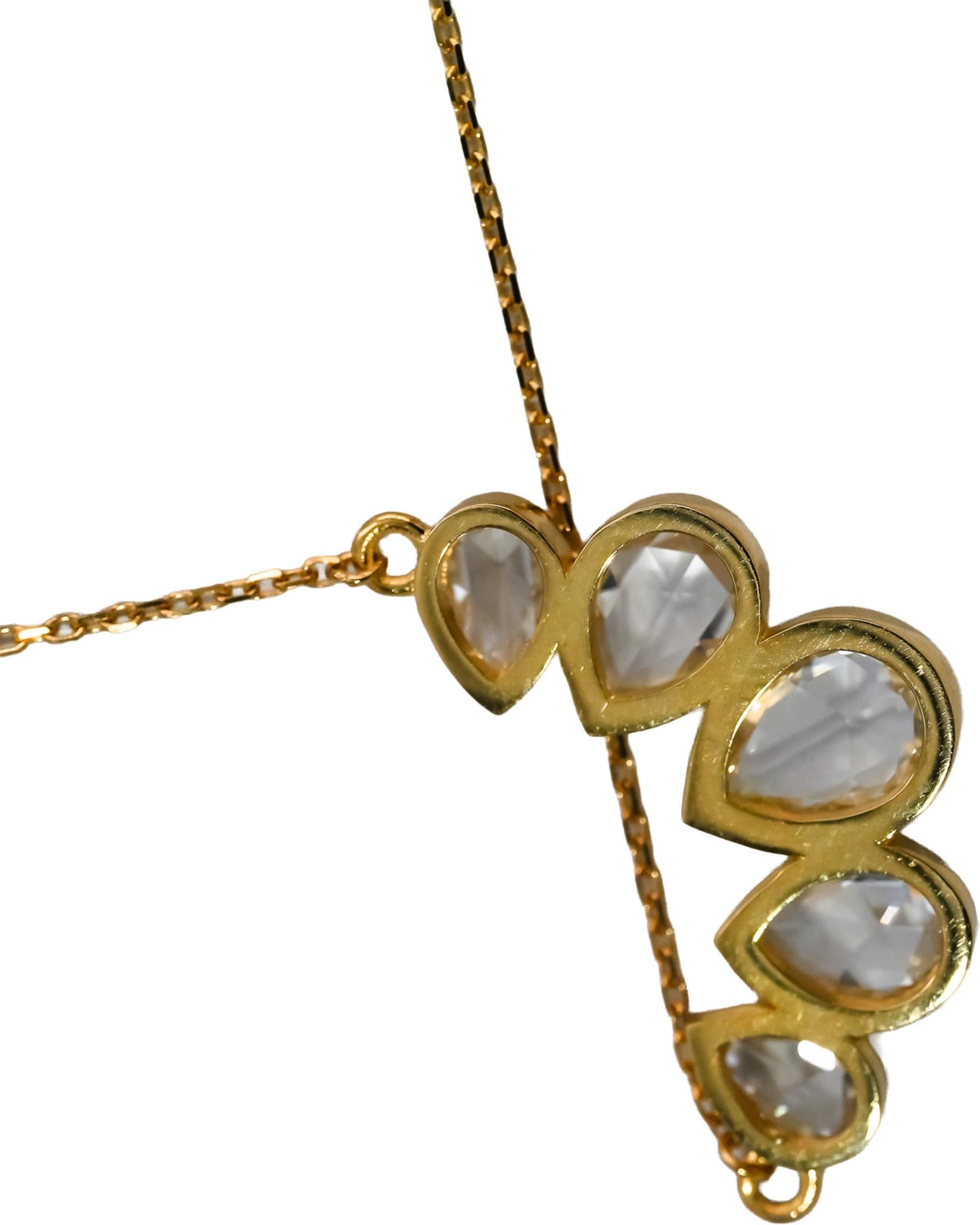 14k Yellow Gold VS Pear Shape Rose Cut Diamond Pendant Necklace 2.37CT