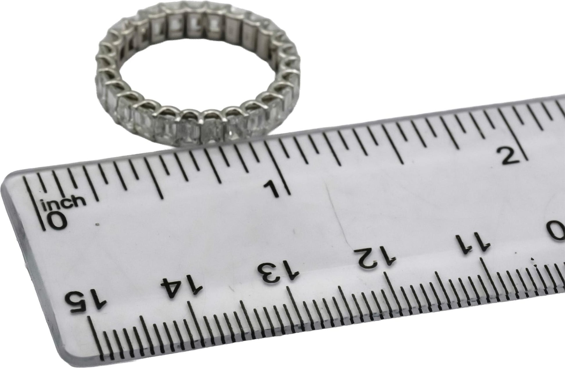 14k White Gold VS Emerald Cut Eternity Band Ring 3.35CT Size 6.5