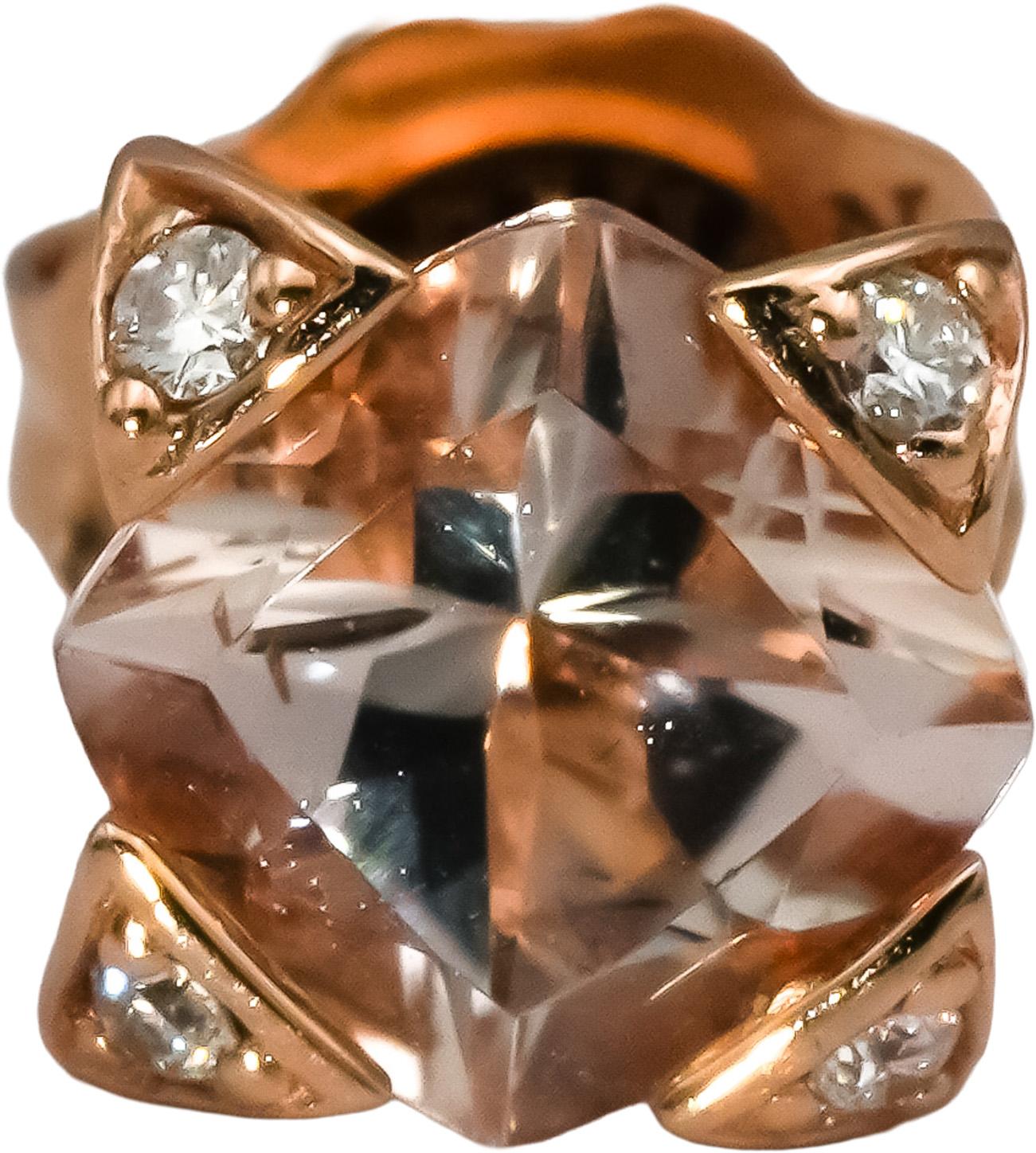 LE VIAN 14k Rose Gold Morganite Stud Earrings w/ Diamond Accents