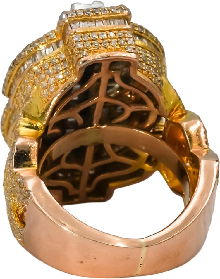 10k Rose & White Gold Diamond Cluster Dollar Sign Ring 3.50CT Size 5