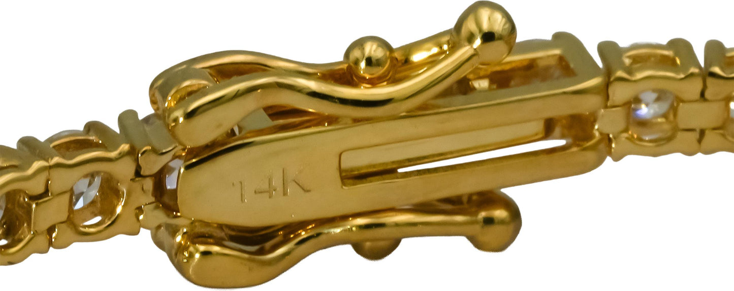 14k Yellow Gold VS Round Lab-Grown Diamond Tennis Bracelet 3.50CT