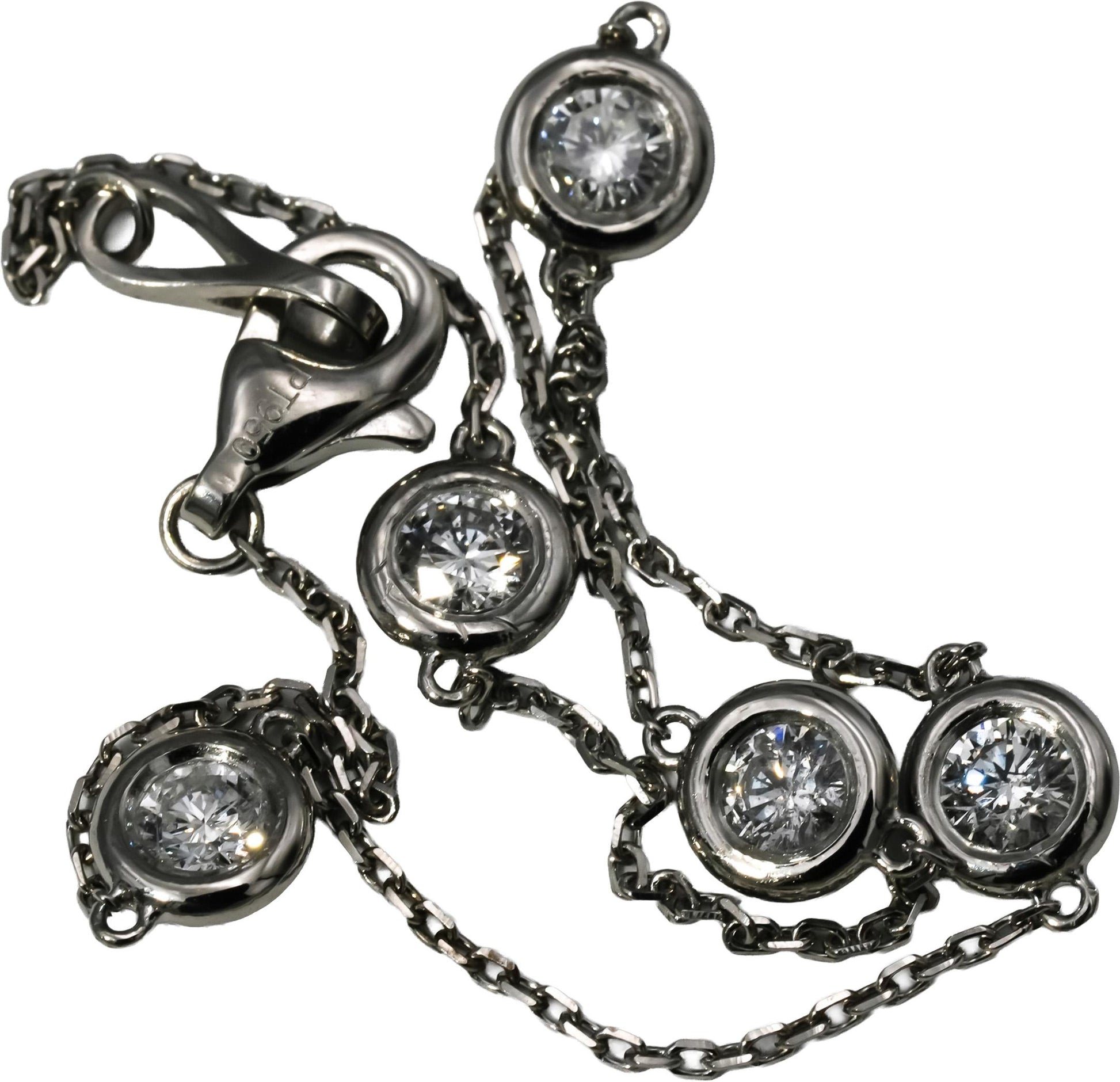 Platinum Round Diamond By The Yard Chain Bracelet 0.43CT