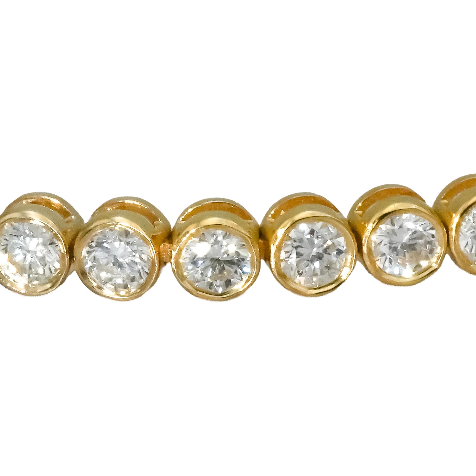 14k Yellow Gold VS Round Bezel Set Diamond Tennis Bracelet 4.36CT